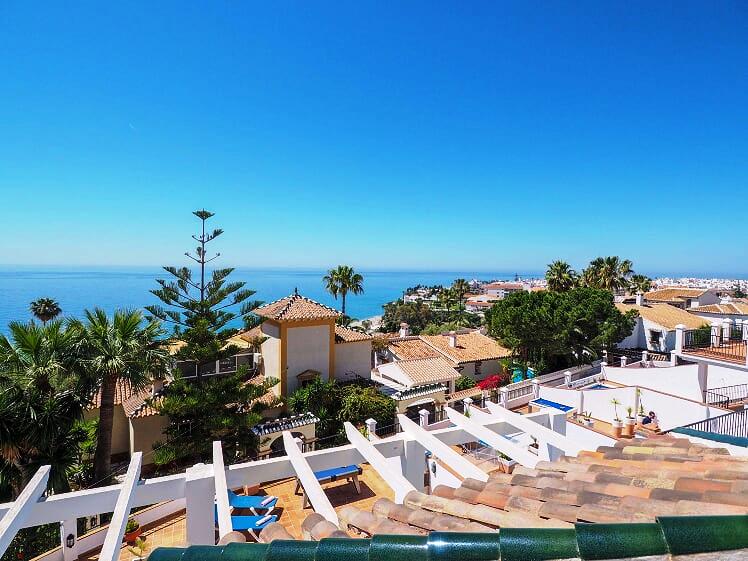 3 bedroom villa with private pools stunning views over Burriana Bay in Nerja