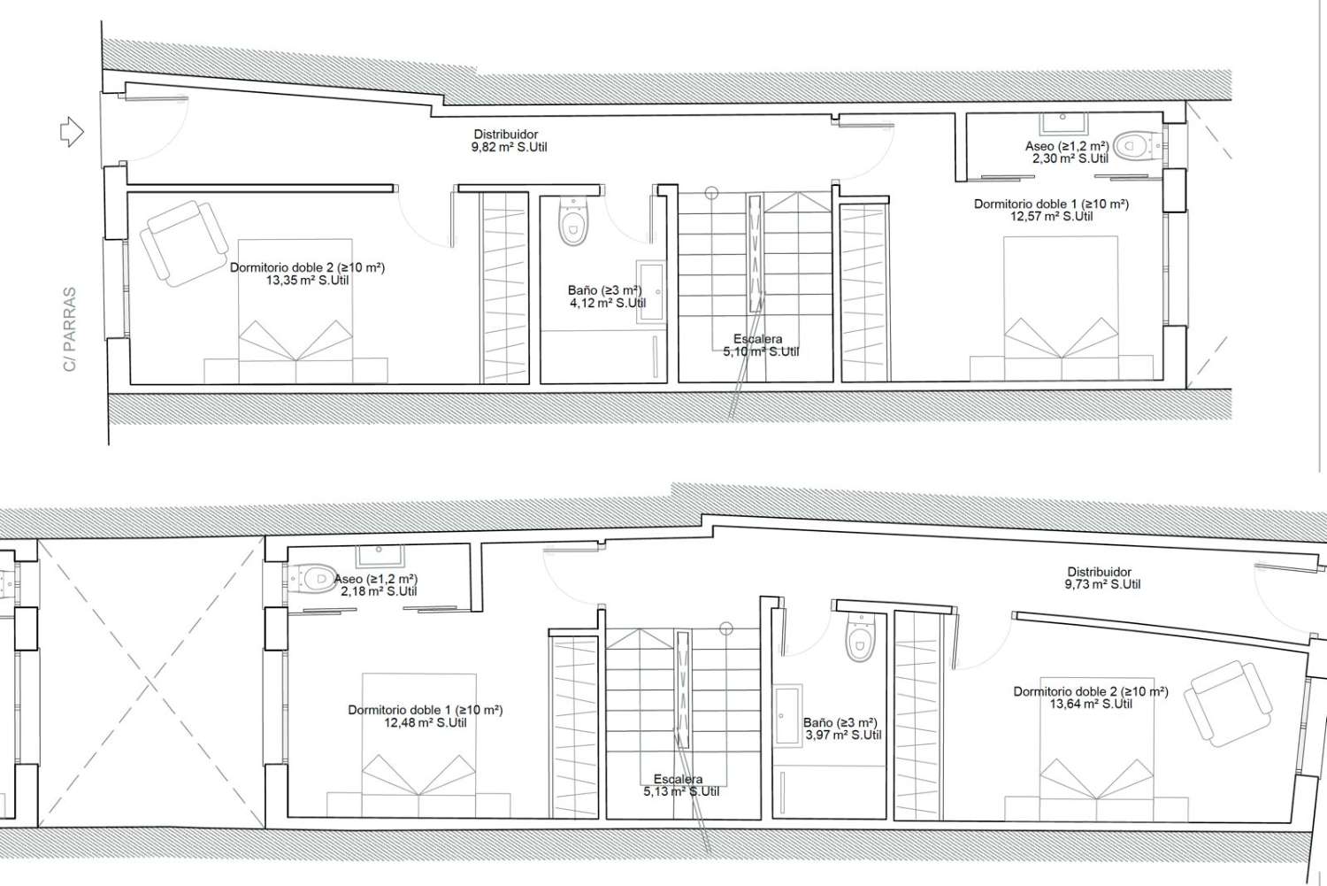 Unieke Kans, te koop grond met bouwproject en bouwvergunning om 2 huizen te bouwen in het centrum van Nerja.