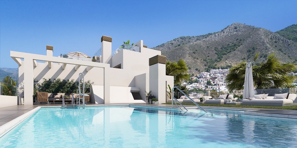 Nouvel appartement luxueusement fini dans un complexe à petite échelle pour de merveilleuses vacances à la plage à Nerja, dans le sud de l’Espagne.